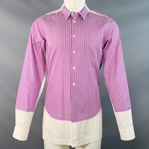COMME des GARCONS HOMME PLUS Size M Purple White Stripe Cotton Long Sleeve Shirt